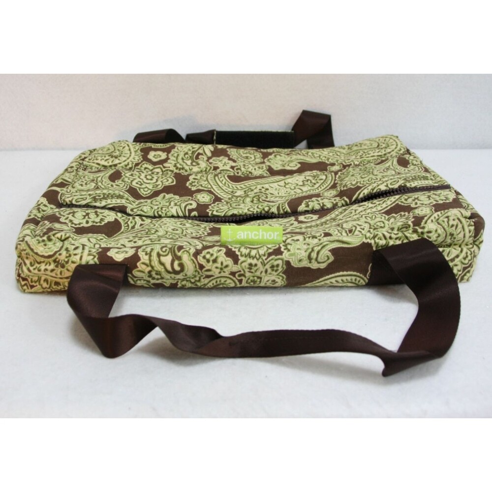 Anchor Hocking Company Insulated Food Carrier Tote Bag Green Brown Paisley Print